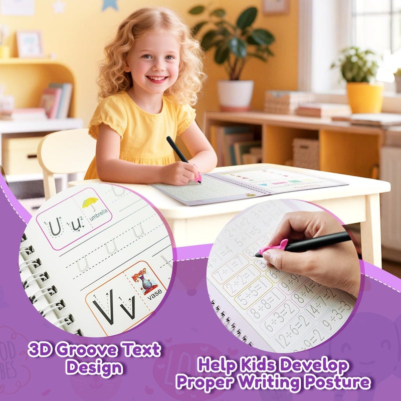 Elover Magic Grooved Writing Practice for Kid-Grooved Handwriting Practice for Kid 5-7 8-10- Magic Copybooks for KidsAges 3-5 Toys for Ages 5-7 Preschool Learning Activities Christmas Gifts (5 Book) - Image 3